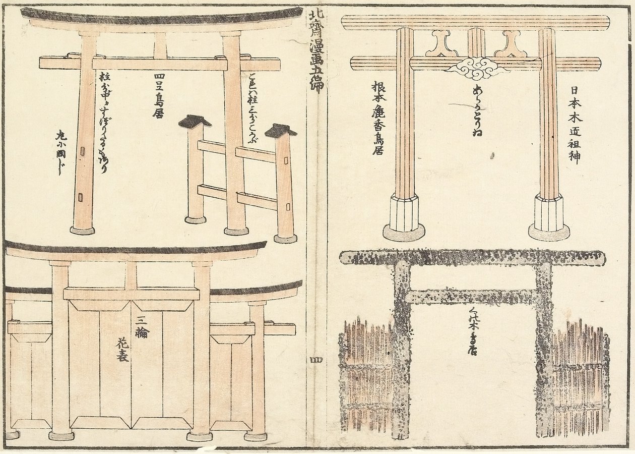 Varios Tipos de Arco Torii, 1816 de Katsushika Hokusai