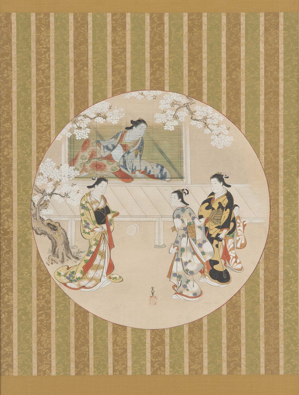 Parodia de una escena de El Cuento de Genji, principios del siglo XVIII de Kawamata Tsuneyuki