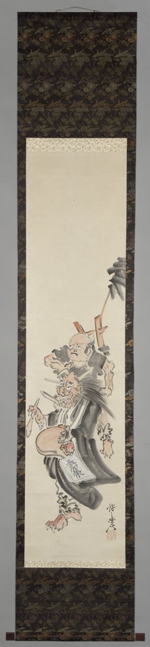 Un demonio como un monje mendicante Monje diablo mendigando (oni no nembutsu) de Kawanabe Kyosai
