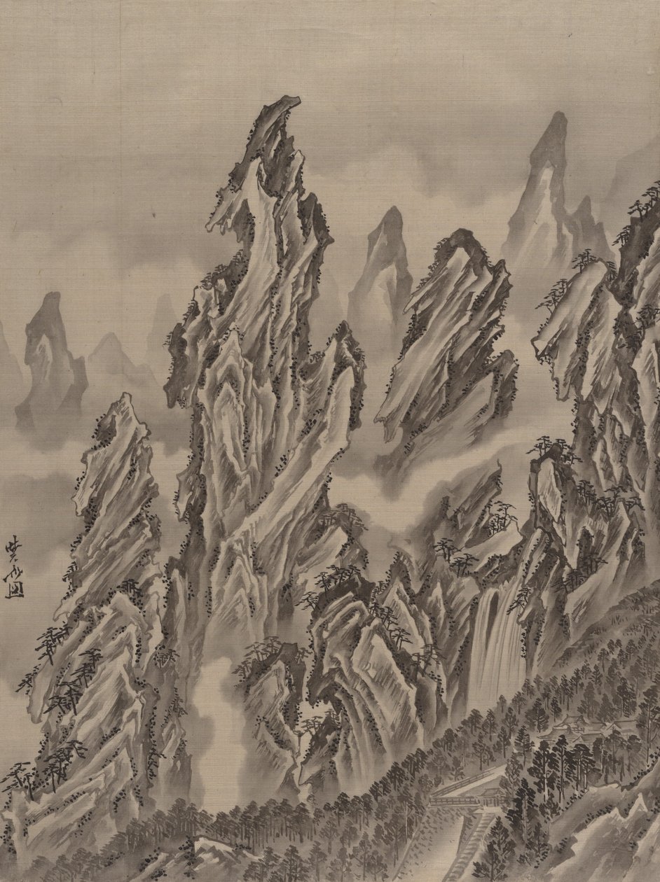 Paisaje rocoso de Kawanabe Kyosai