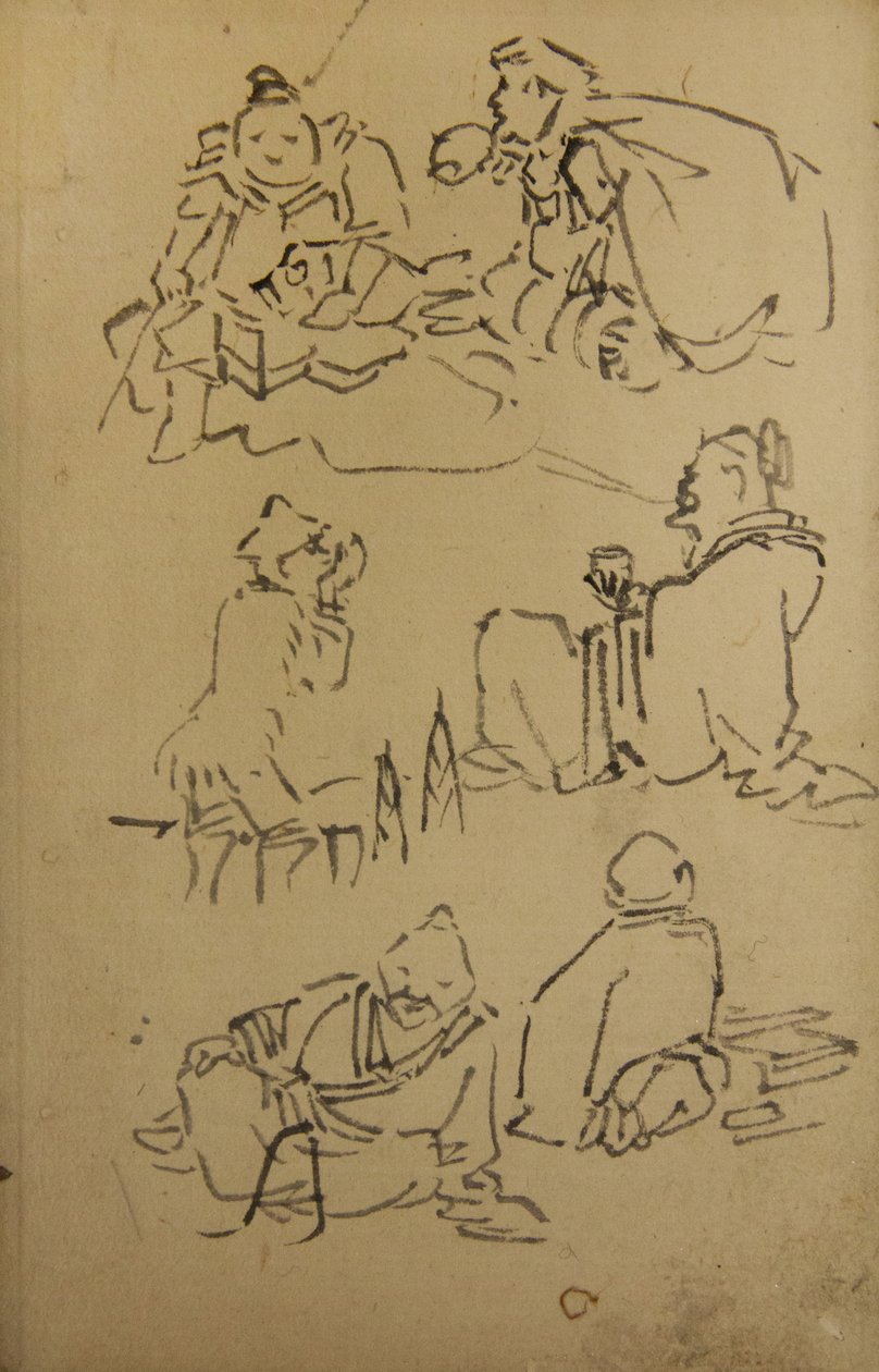 Bocetos de figuras legendarias de Asia Oriental de Kawanabe Kyosai
