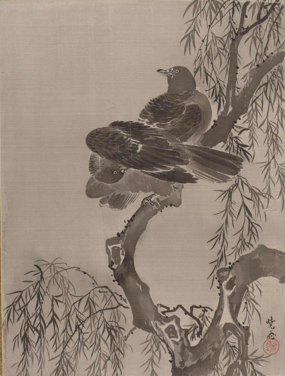 Dos pájaros en una rama de Kawanabe Kyosai
