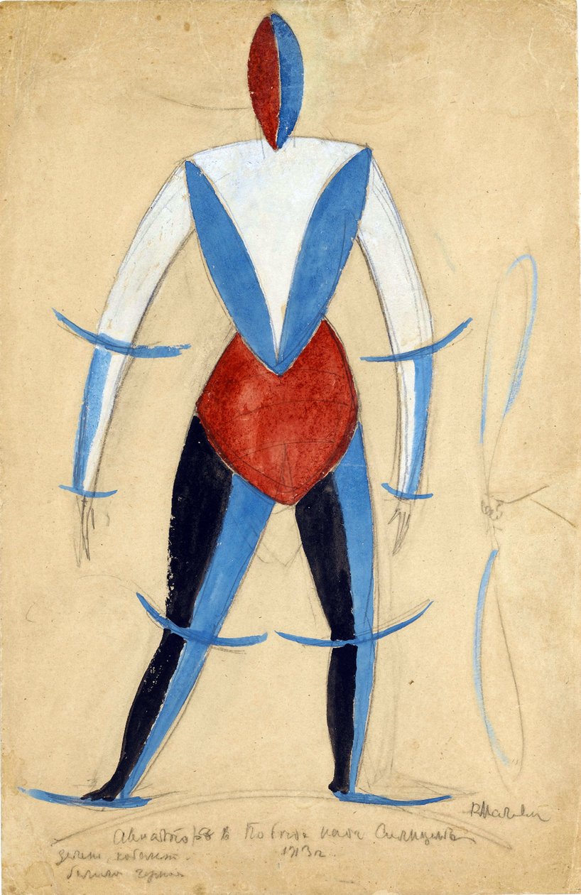 Aviador. Diseño de vestuario para la ópera Victoria sobre el sol de A. Kruchenykh de Kazimir Severinovich Malevich