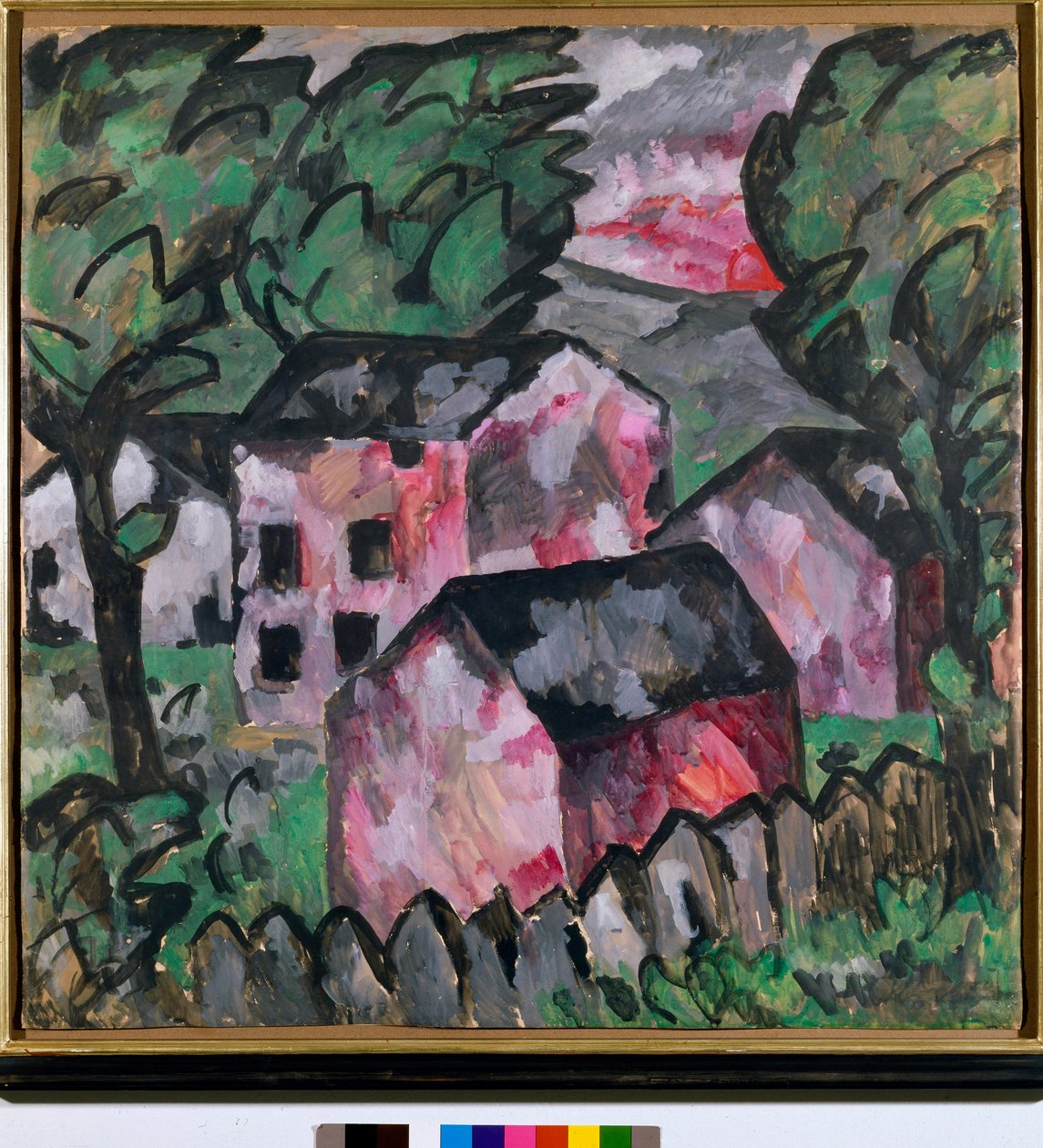 Paisaje con casas rojas de Kazimir Severinovich Malevich