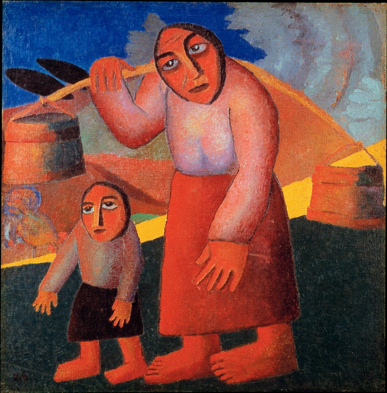 Campesino con cubos Pintura de Kasimir Malevic (Malevich, Malevich) (1878-1935) 1911 Dim. 173x73 cm Ámsterdam, Museo Stedelijk de Kazimir Severinovich Malevich
