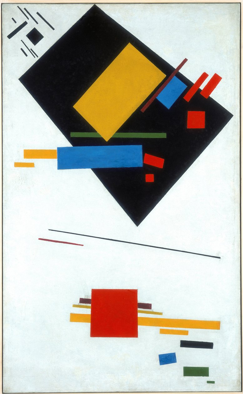 Pintura suprematista Trapezoide negro y cuadrado rojo, 1915 de Kazimir Severinovich Malevich