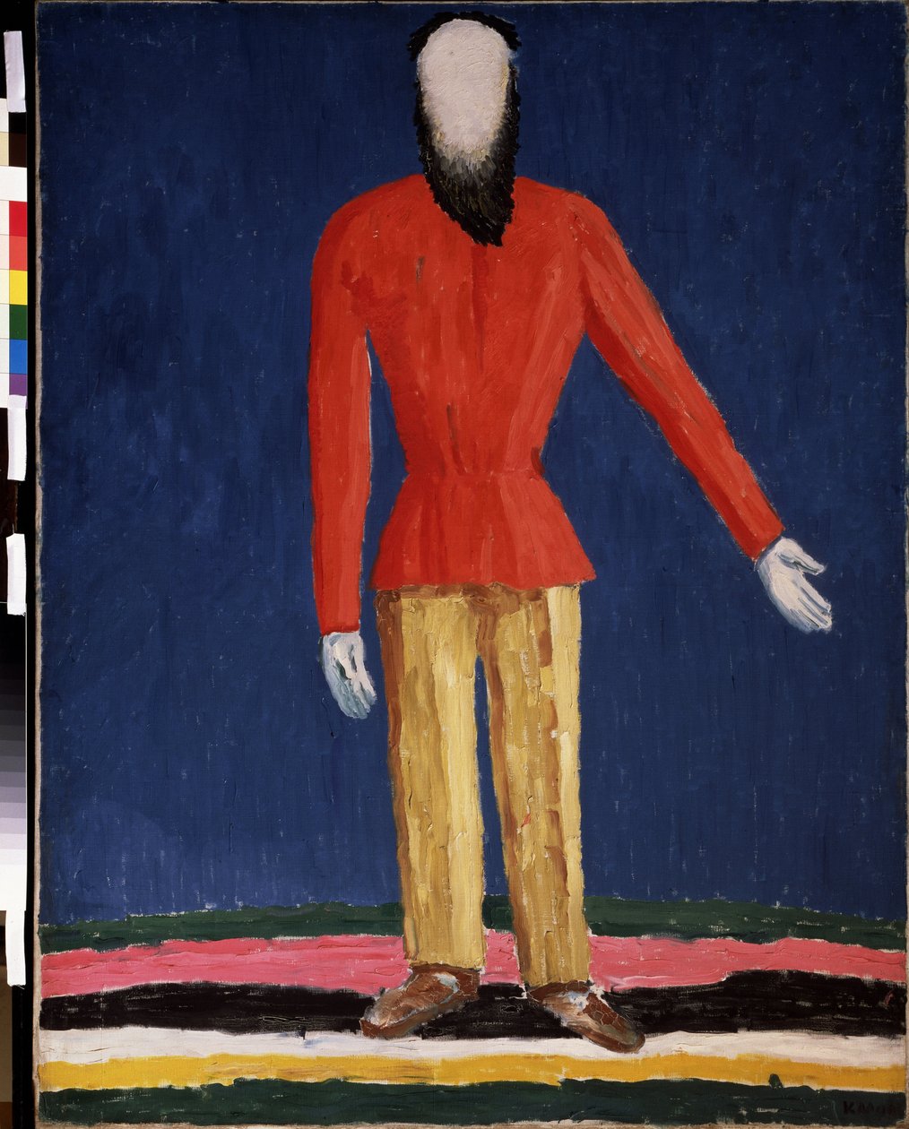 Un Campesino (Un Campesino). Representación de un hombre barbudo con camisa roja). Pintura de Kasimir Severinovich Malevich (Malevich, Malevic) (1878-1935), óleo sobre lienzo de Kazimir Severinovich Malevich