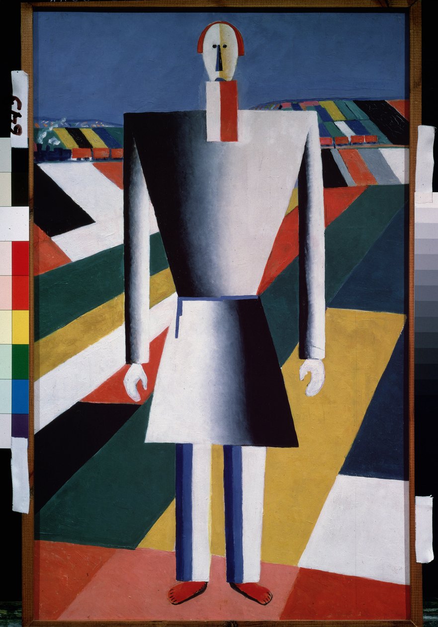 Un campesino en el campo (Un campesino en el campo). Pintura de Kasimir Severinovich Malevitch (Malevich, Malevic) (1878-1935), óleo sobre madera de Kazimir Severinovich Malevich