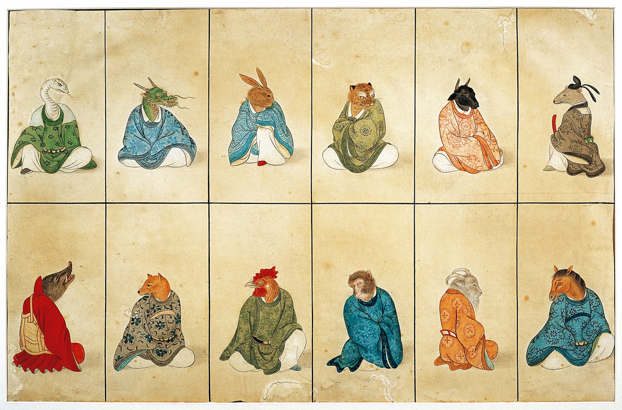 Hombres con cabezas de animales de Keiga Kawahara