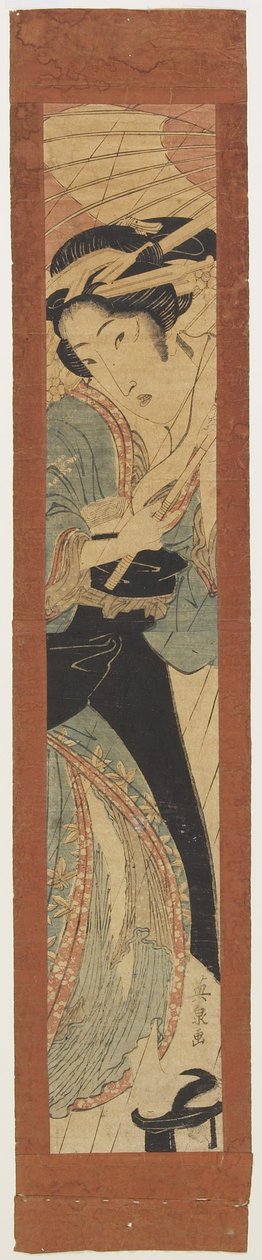 Cortesana en la lluvia, principios del siglo XIX de Keisai Eisen