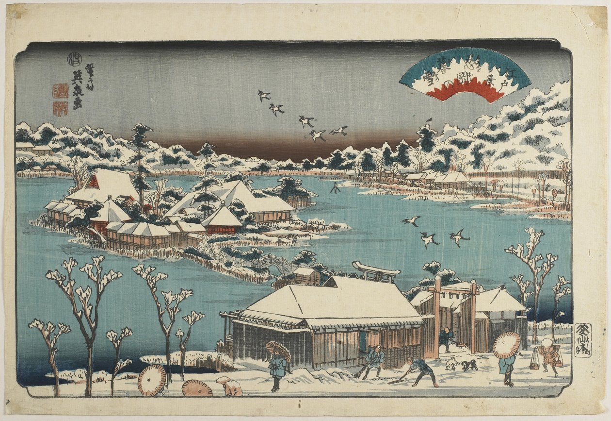 Nieve vespertina en Shinobugaoka, 1843-1847 de Keisai Eisen