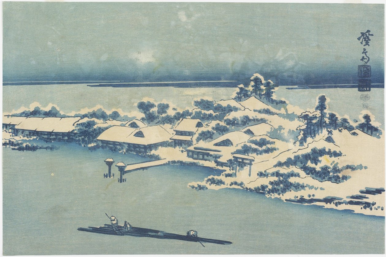 Pueblo isleño en la nieve, c. 1824-1848 de Keisai Eisen