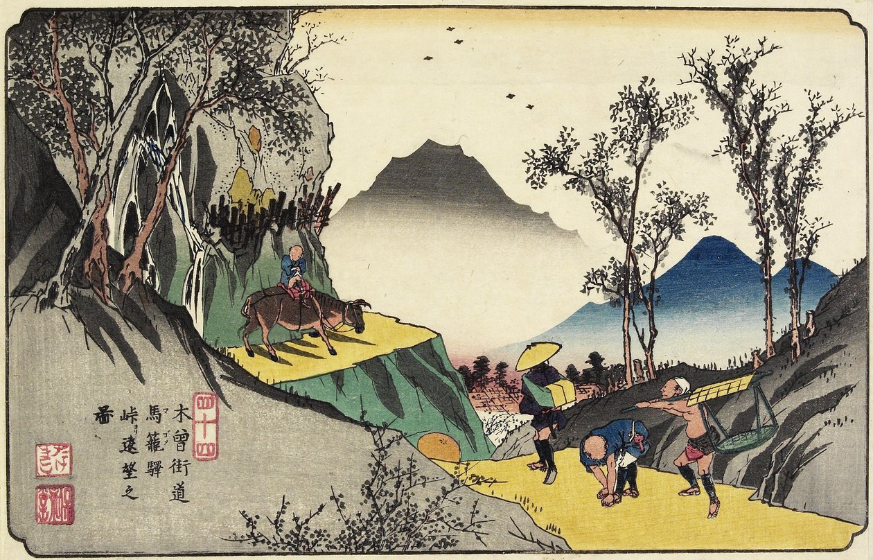 No.44 Vista Lejana de la Estación de Magome desde el Paso, 1830-1844 de Keisai Eisen