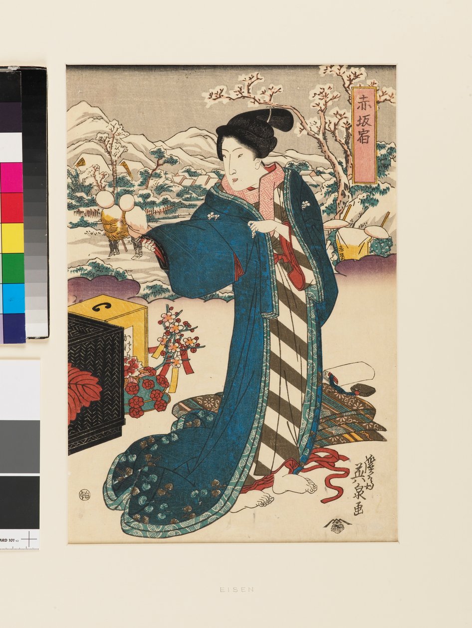 Estación de Akasaka de Keisai (1790-1848) Eisen