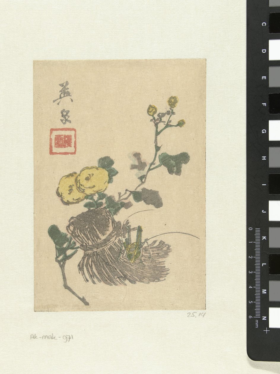 Saltamontes y flores de Keisai Eisen