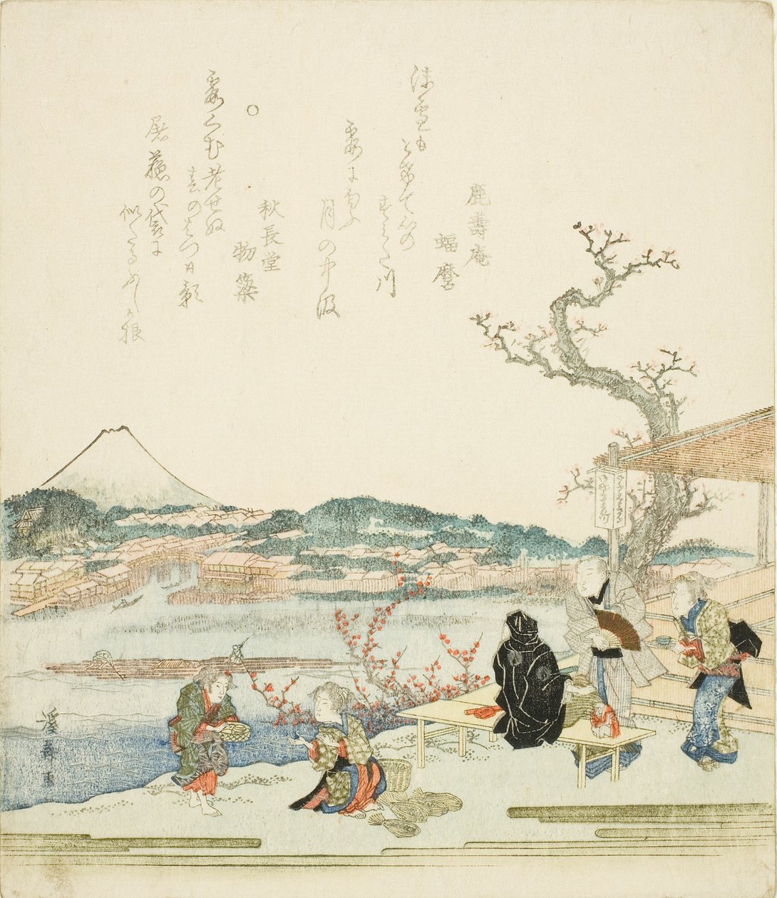 Vista del monte Fuji desde una casa de té de Keisai Eisen