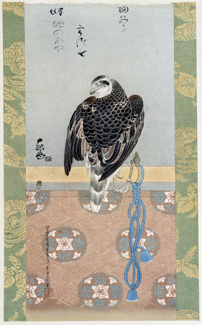 Halcón - pintura sobre seda de Itaya Keishiu de Keishu Hiromasa Itaya