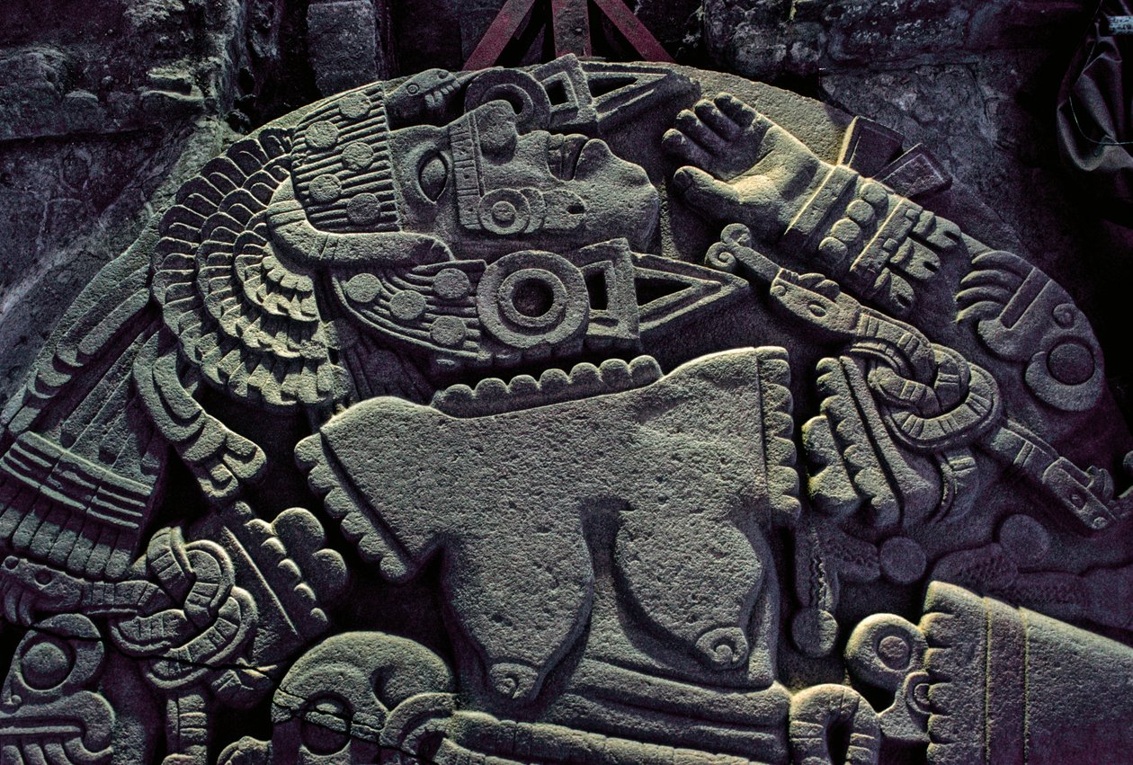 América; arqueología; México; Templo Mayor; Templo Mayor de los Aztecas; Coyolxauqui, 2010 (foto) de Kenneth Garrett