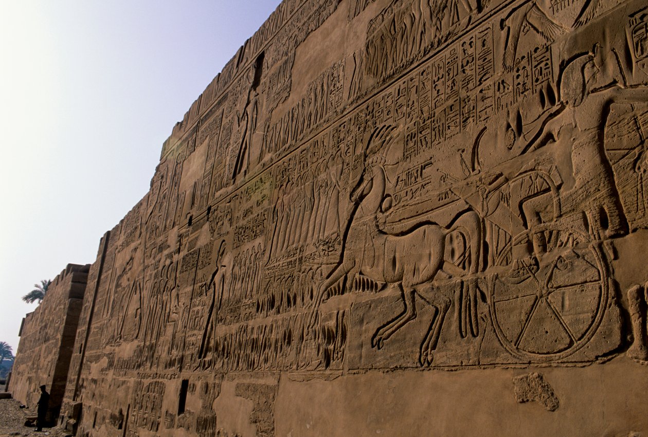 Egipto; mm6741; Batalla de Qadesh, Ramsés II, Templo de Karnak, 2001 (foto) de Kenneth Garrett