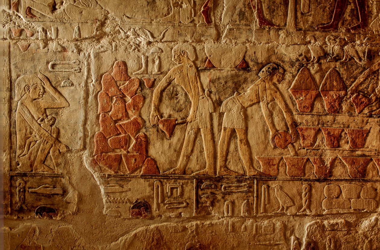 Reino Antiguo de Egipto; Egipto; Sakkarra, tumba de Dos Hermanos, cocción del pan, calor de pila... de Kenneth Garrett