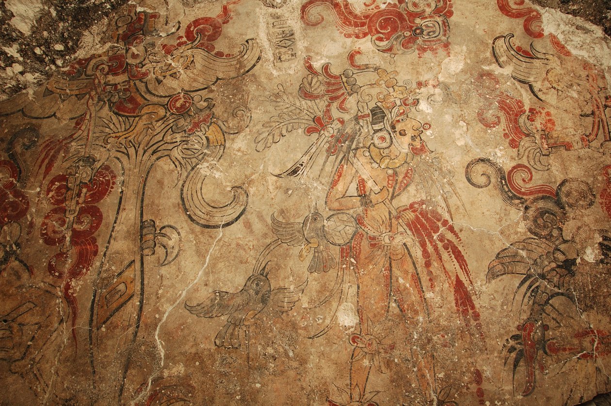 Maya; Murales mayas; San Bartolo; Guatemala; Dr Bill Saturno, 2002 (foto) de Kenneth Garrett