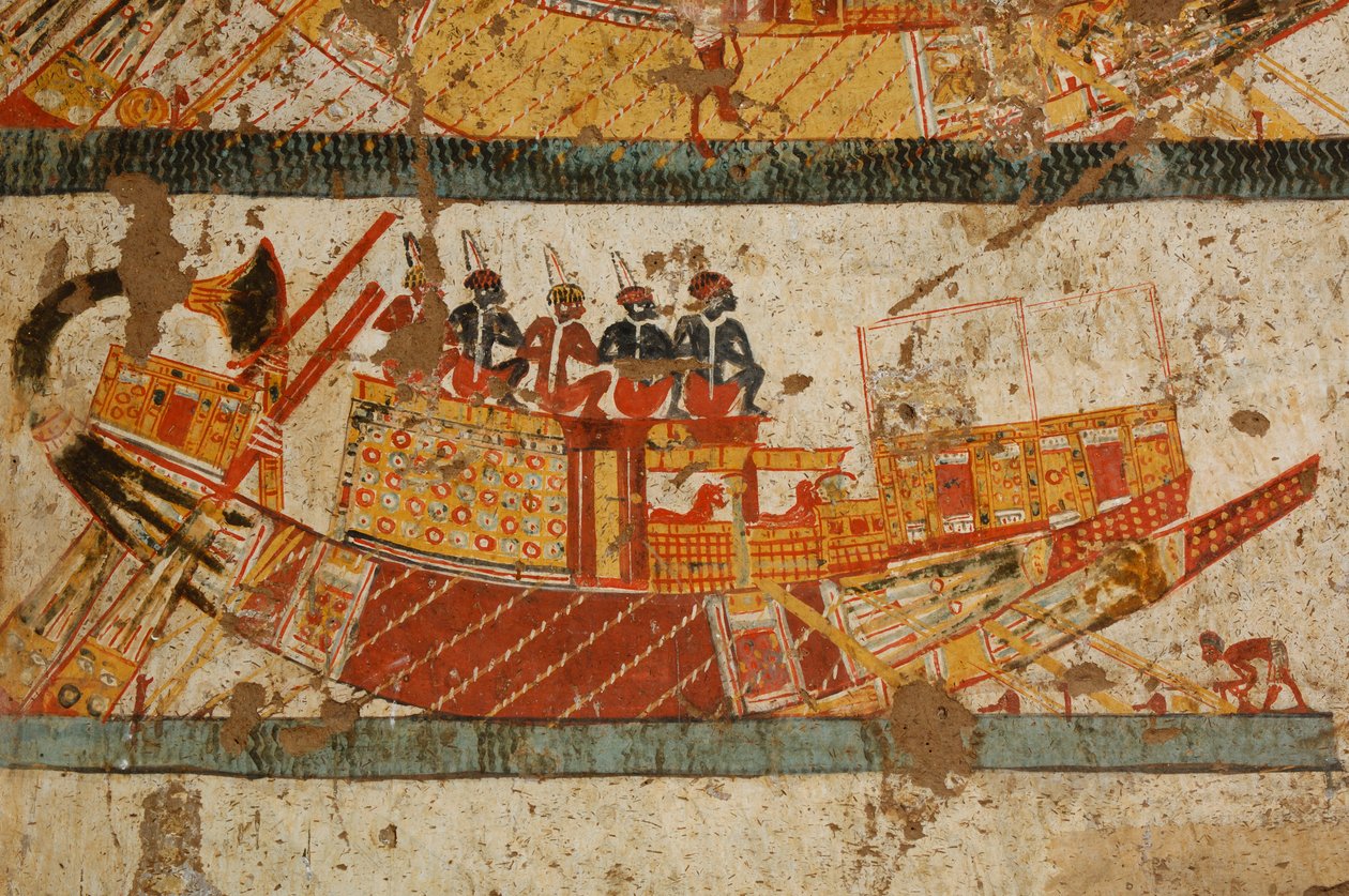 Escena de barca nubia, Faraones Negros, Nubios, Egipto, Luxor, Tumba de Huy, Virrey de Ku..., 2007 (foto) de Kenneth Garrett