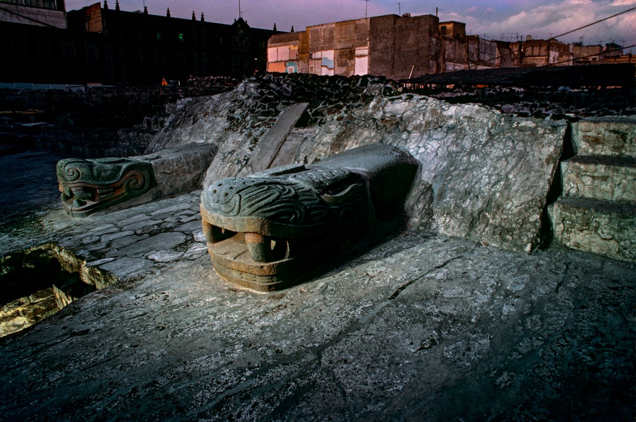 Réplica de serpiente en el Templo Mayor de Tenochtitlan, Azteca, México, México Ci..., 2010 (foto) de Kenneth Garrett