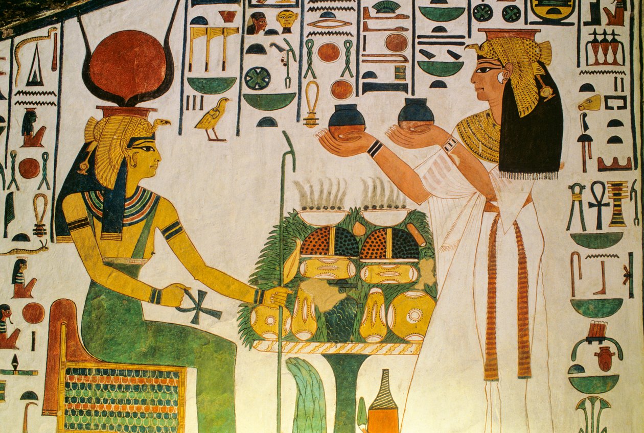 Tumba de Nefertari; Nefertari ofrece vino a un grupo de dietistas; Egipto, Valle del... de Kenneth Garrett
