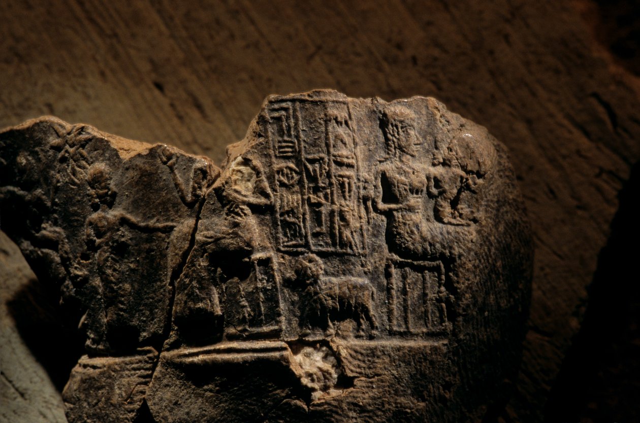Urkesh, Imperio hurrita, Siria, 2400 a.C., Giorgio Buccellati, Impresión de sello de barro de qu..., 2004 (foto) de Kenneth Garrett