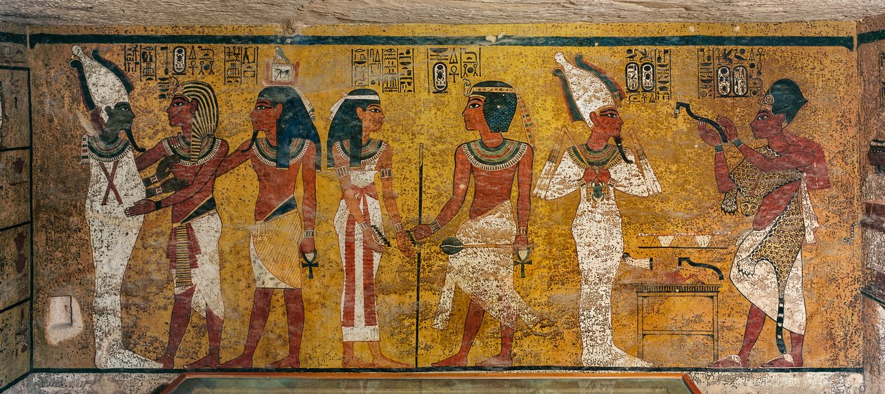 Pintura mural en la tumba del rey Tutankamón; Egipto; Reino Nuevo; Tutankamón; Valle de..., 2003 (foto) de Kenneth Garrett