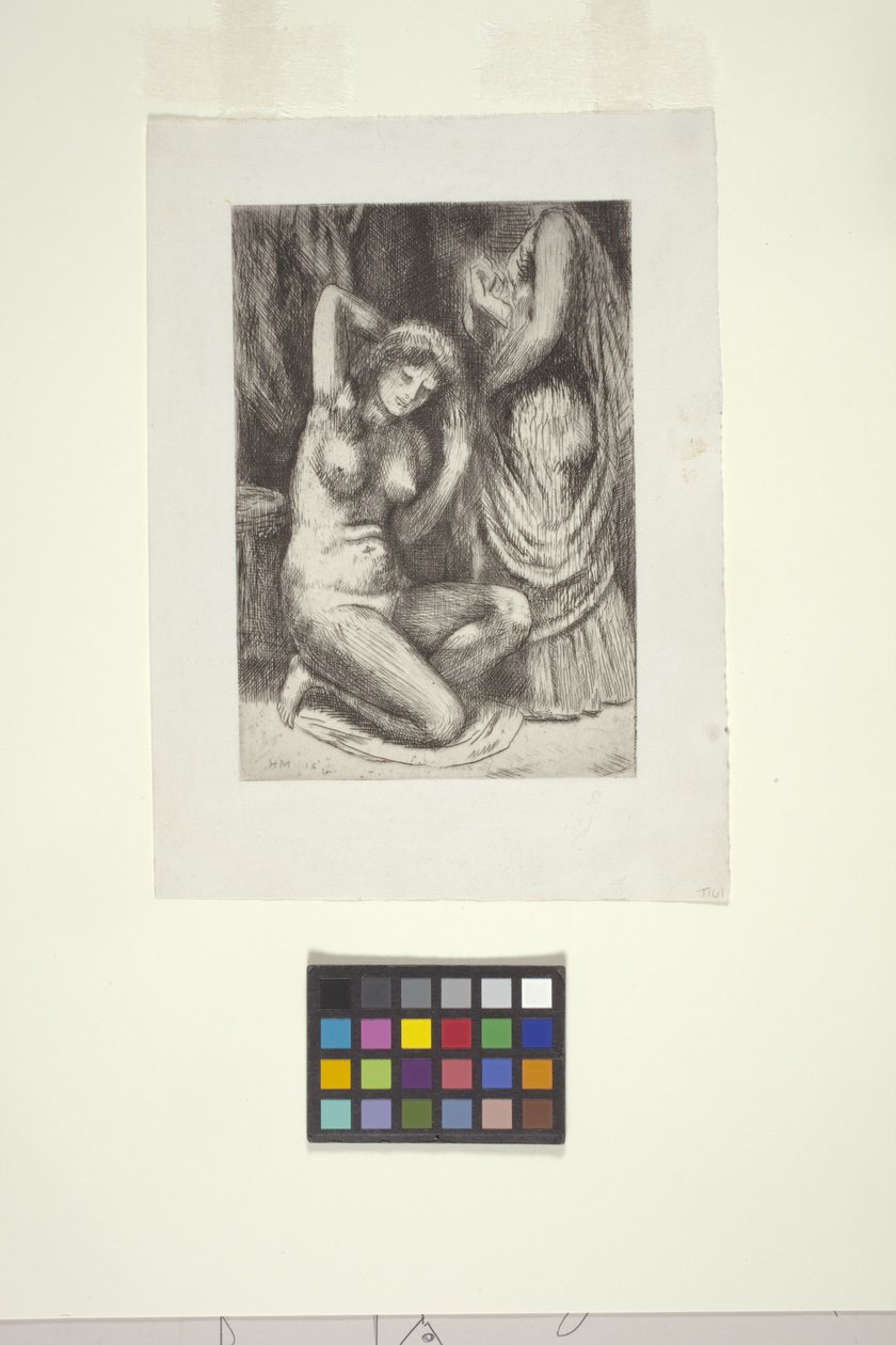 Desnudo agachado y desnudo de pie (aguafuerte) de Kenneth Hayes Miller