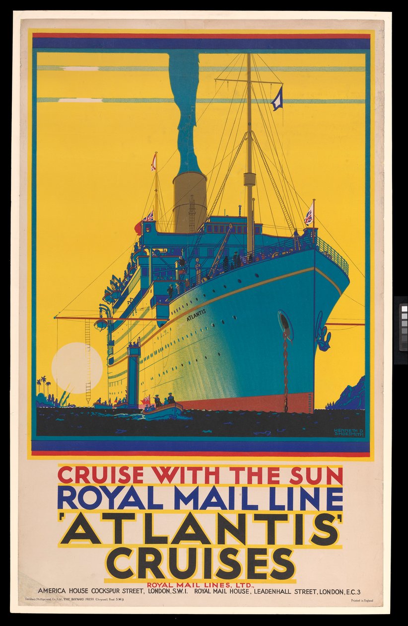 Cartel de crucero: Royal Mail Line, Atlantic Cruises, 