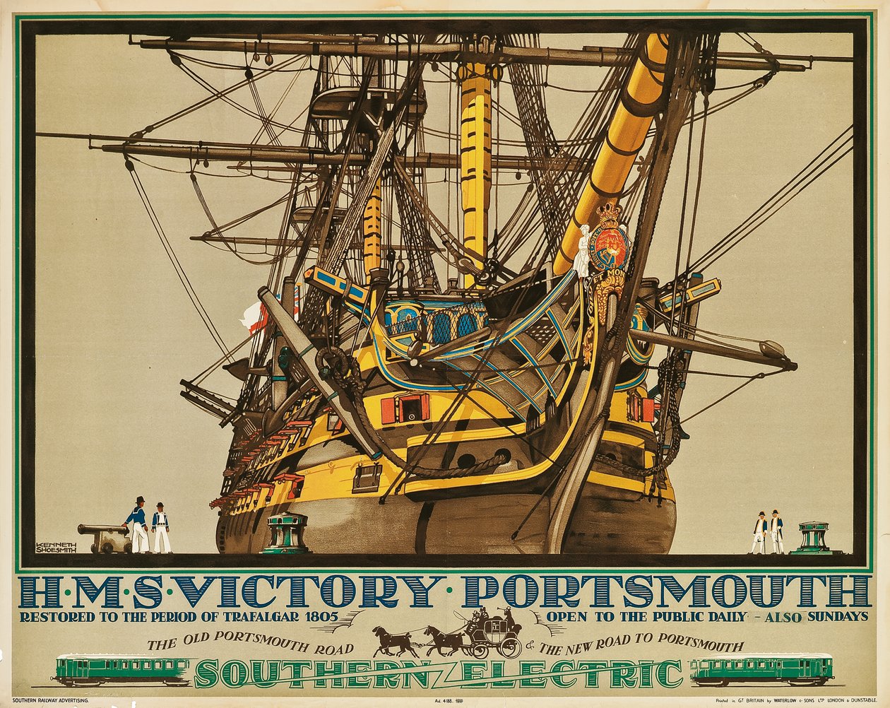 H.M.S. Victory, Portsmouth, cartel publicitario de Southern Electric Railways de Kenneth Shoesmith