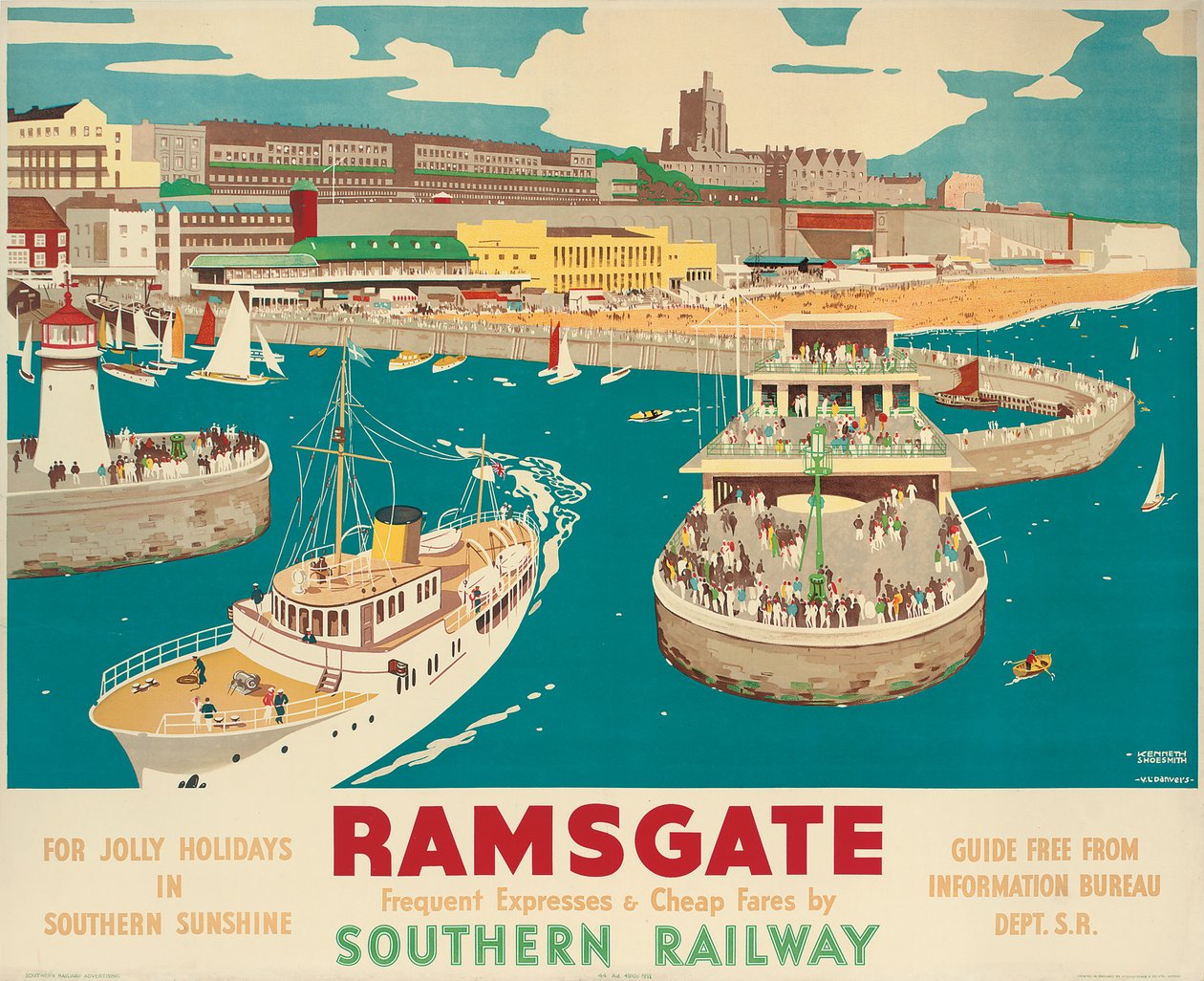 Un cartel del Ferrocarril del Sur que anuncia Ramsgate de Kenneth Shoesmith and Verney L. Danvers
