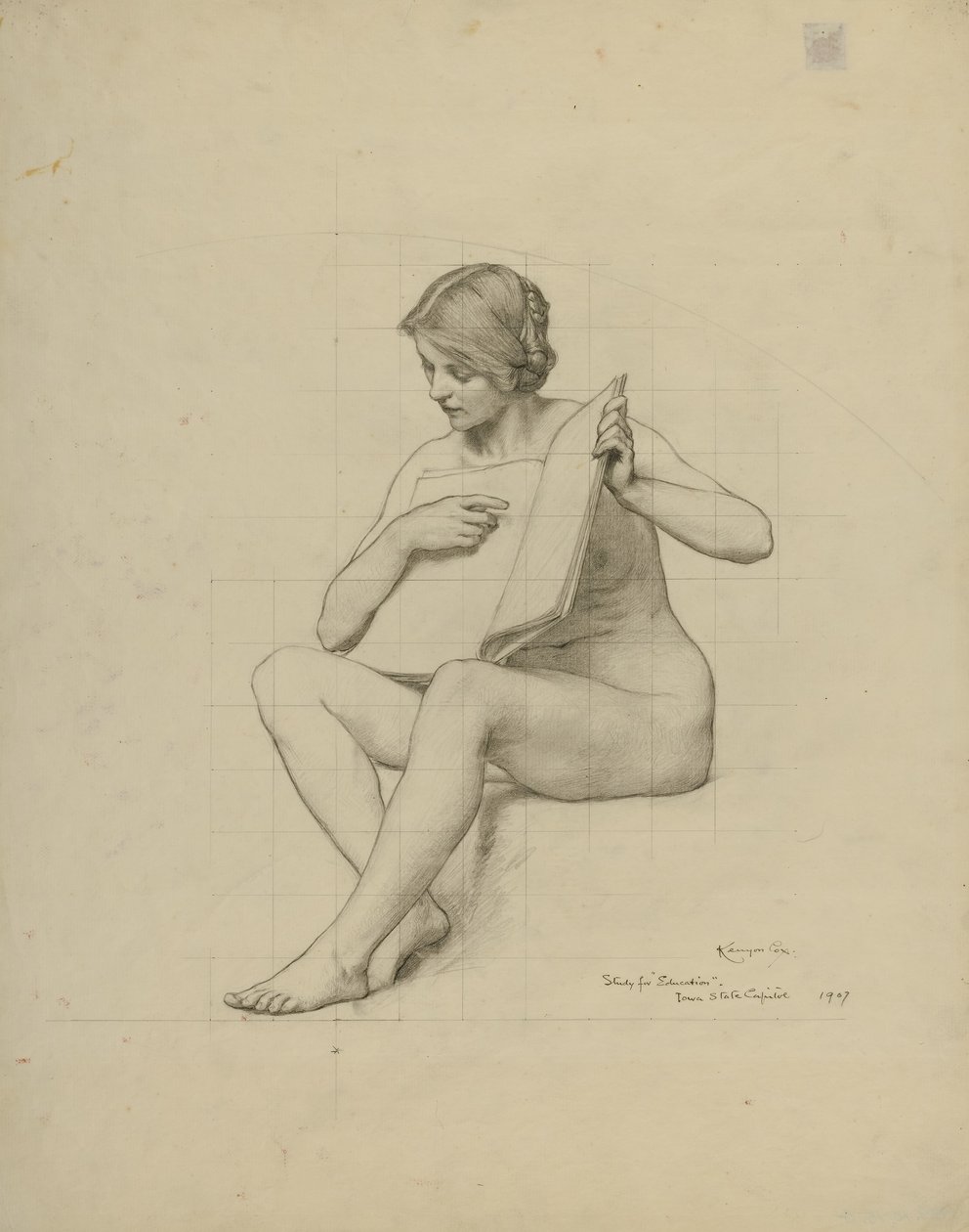 (Rotonda del Capitolio del Estado de Iowa) (Educación, estudio para el panel) de Kenyon Cox