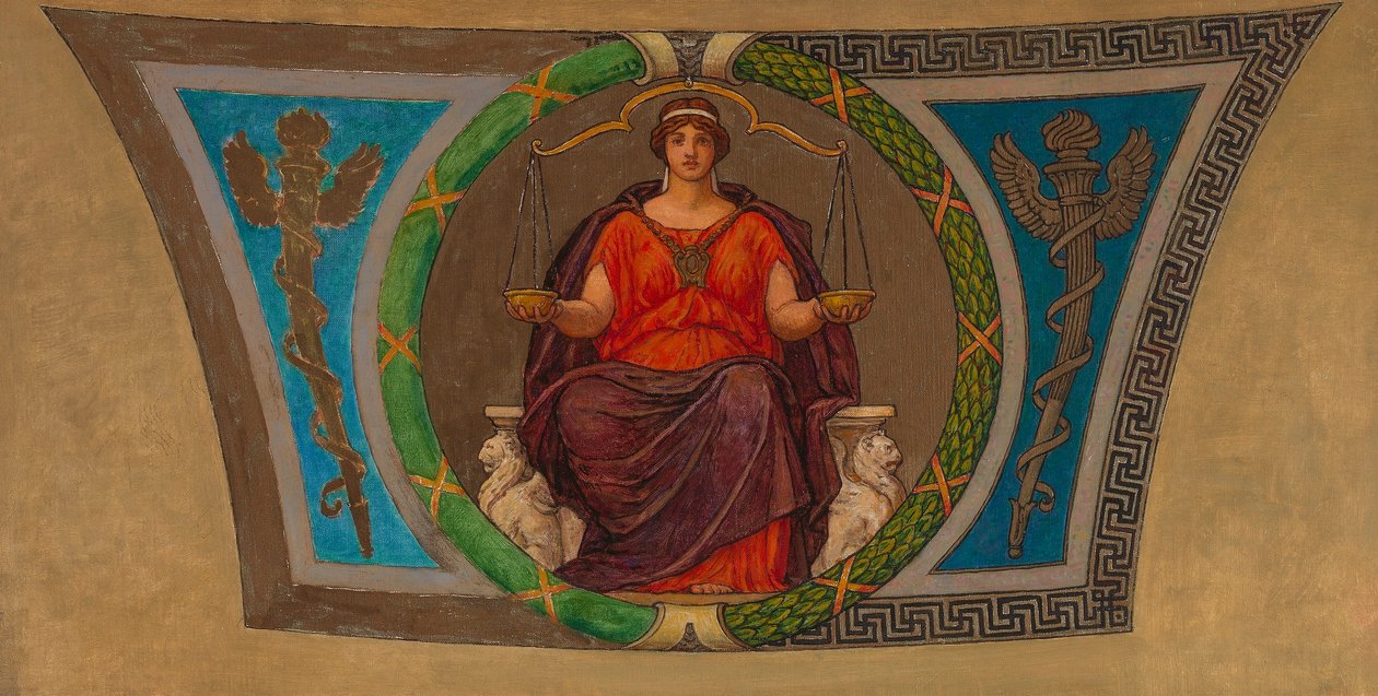 Boceto para mosaico, Capital del Estado de Wisconsin, "Justicia" de Kenyon Cox