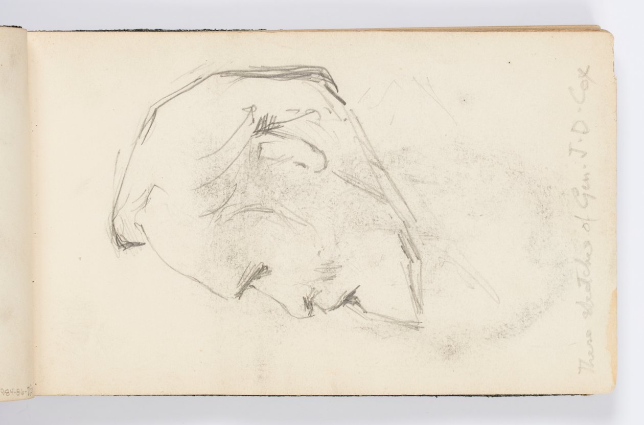 Página de cuaderno de bocetos: Hombre con barba de perfil de Kenyon Cox