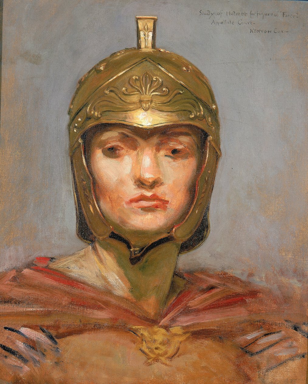 Estudio para el mural del edificio del Tribunal de Apelación, Nueva York; "Statute Law", casco para la figura de la "Fuerza" de Kenyon Cox