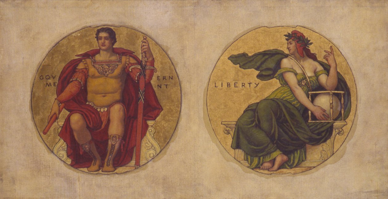 Estudio para el mosaico de la capital del estado de Wisconsin "Gobierno y libertad" de Kenyon Cox