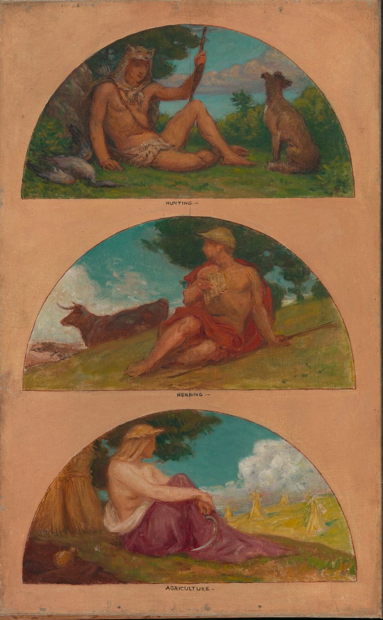 El progreso de la civilización: Caza, pastoreo, agricultura (estudio mural, Capitolio del Estado, Des Moines, Iowa) de Kenyon Cox