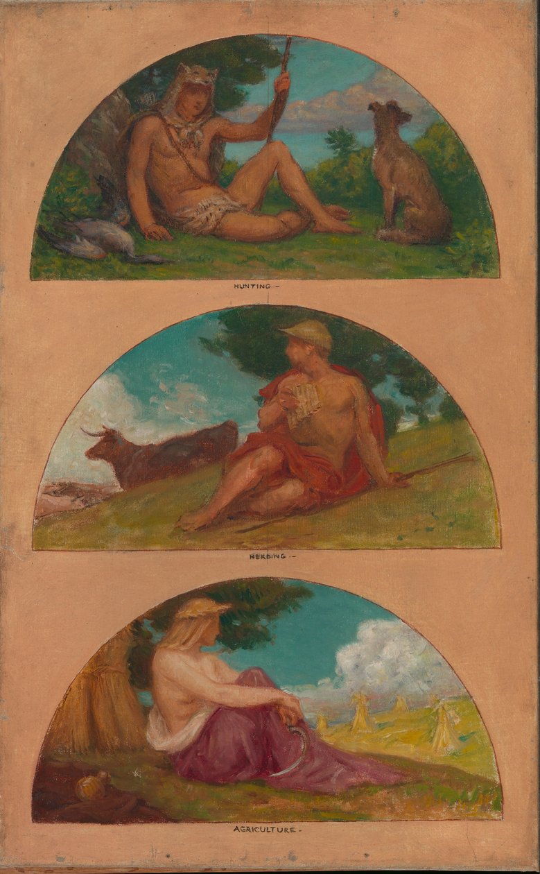 El progreso de la civilización: caza, pastoreo, agricultura..., 1905-1906 de Kenyon Cox
