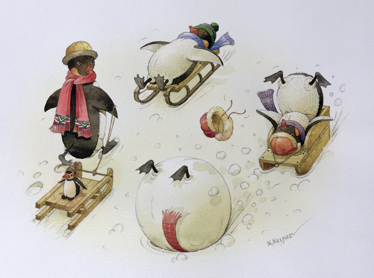 Pingüinos en trineo de Kestutis Kasparavicius
