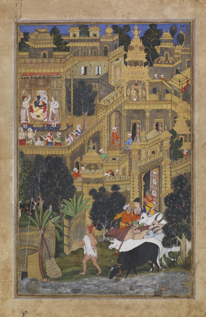 El Señor Krishna en la Ciudad Dorada (Harivamsha) de Kesu Kalan
