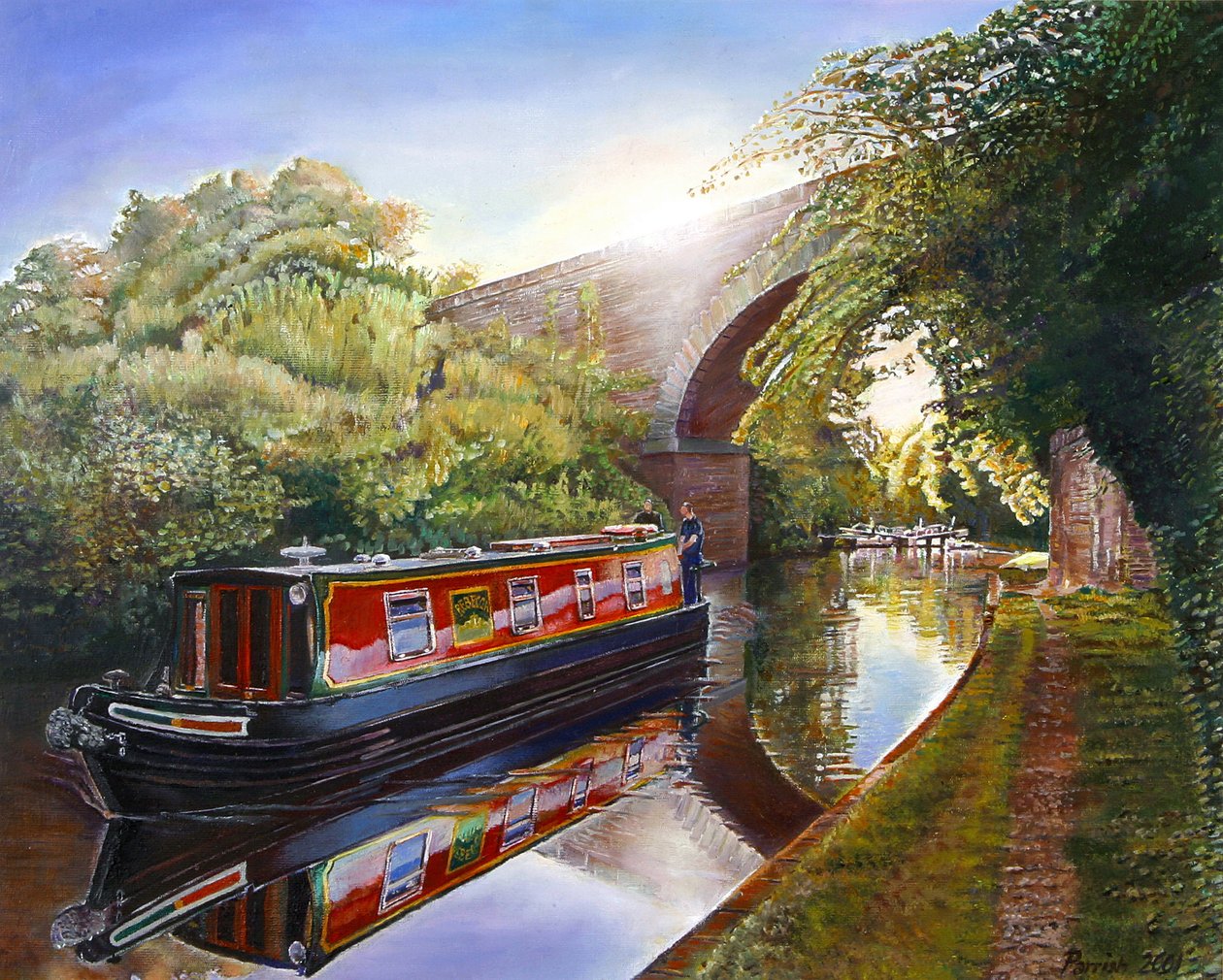 Barco Kate en el canal Grand Union, 2001 de Kevin Guild of Railway Artist Parrish