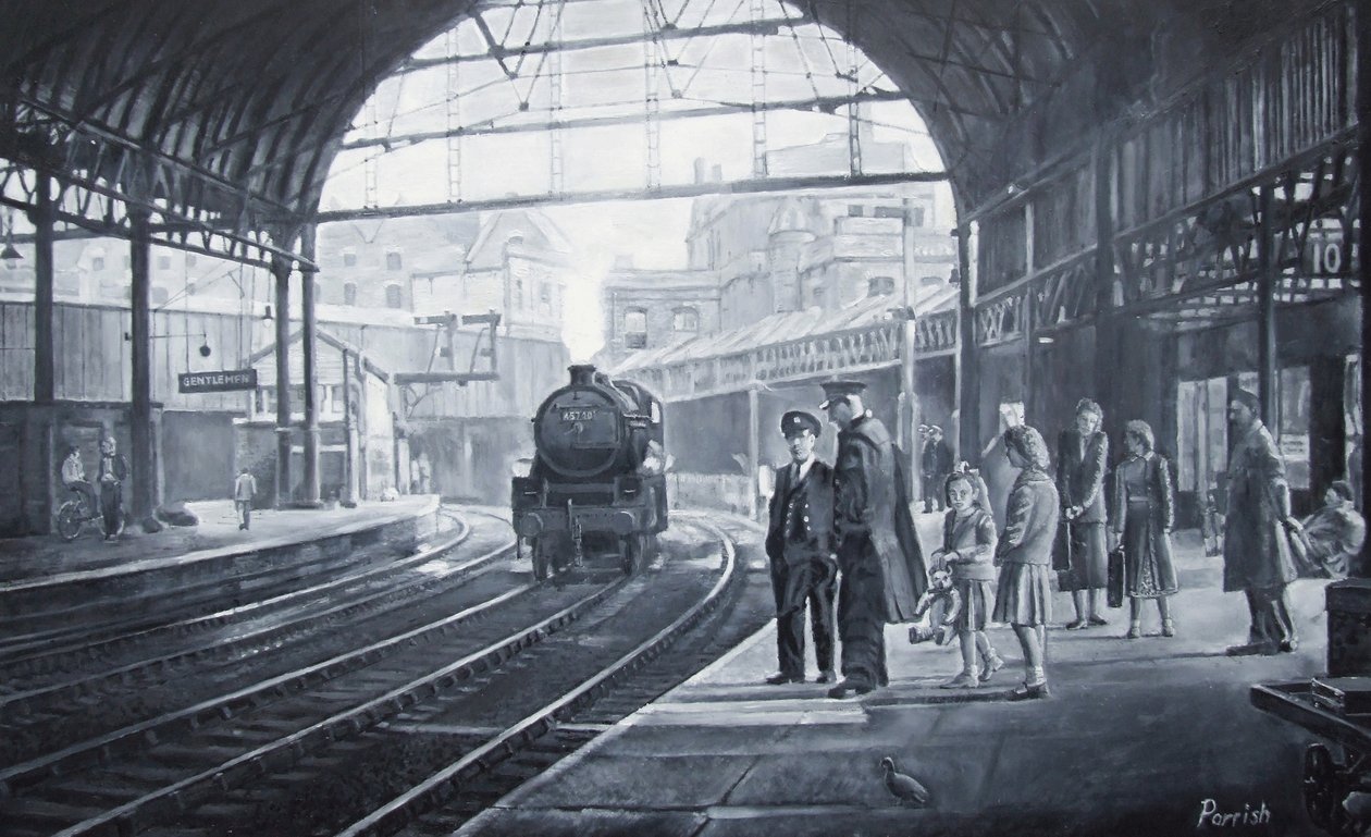 Esperando el tren, 2008 de Kevin Guild of Railway Artist Parrish