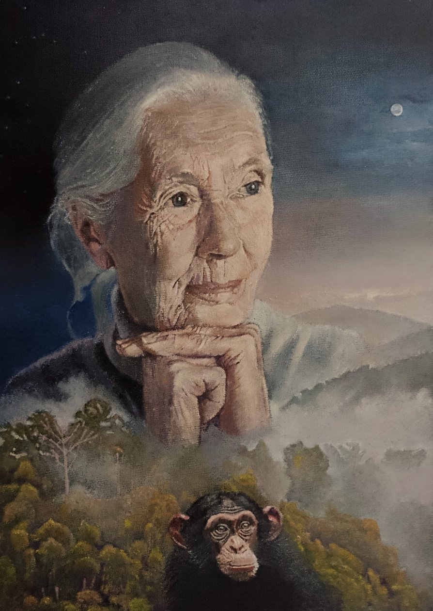 Todos estamos conectados (La sabiduría de Jane Goodall) (pintura) de Kevin Parrish