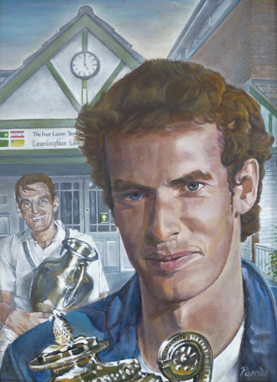 Los campeones masculinos de Wimbledon visitan el Leamington Lawn Tennis And Squash Club (pintura) de Kevin Parrish