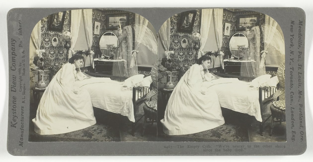 La Cuna Vacía. Estamos más cerca de la otra orilla desde que el bebé murió, 1899 de Keystone View Company