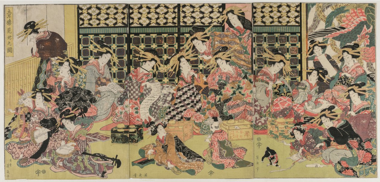 Una imagen de la vista en los barrios de placer, 1810s de Kikugawa Eizan