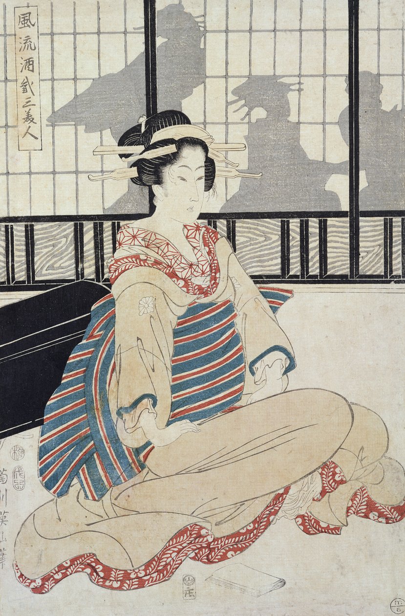 Cortesana sentada de Kikukawa Eizan